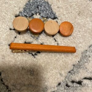 Orange Wood Barrettes